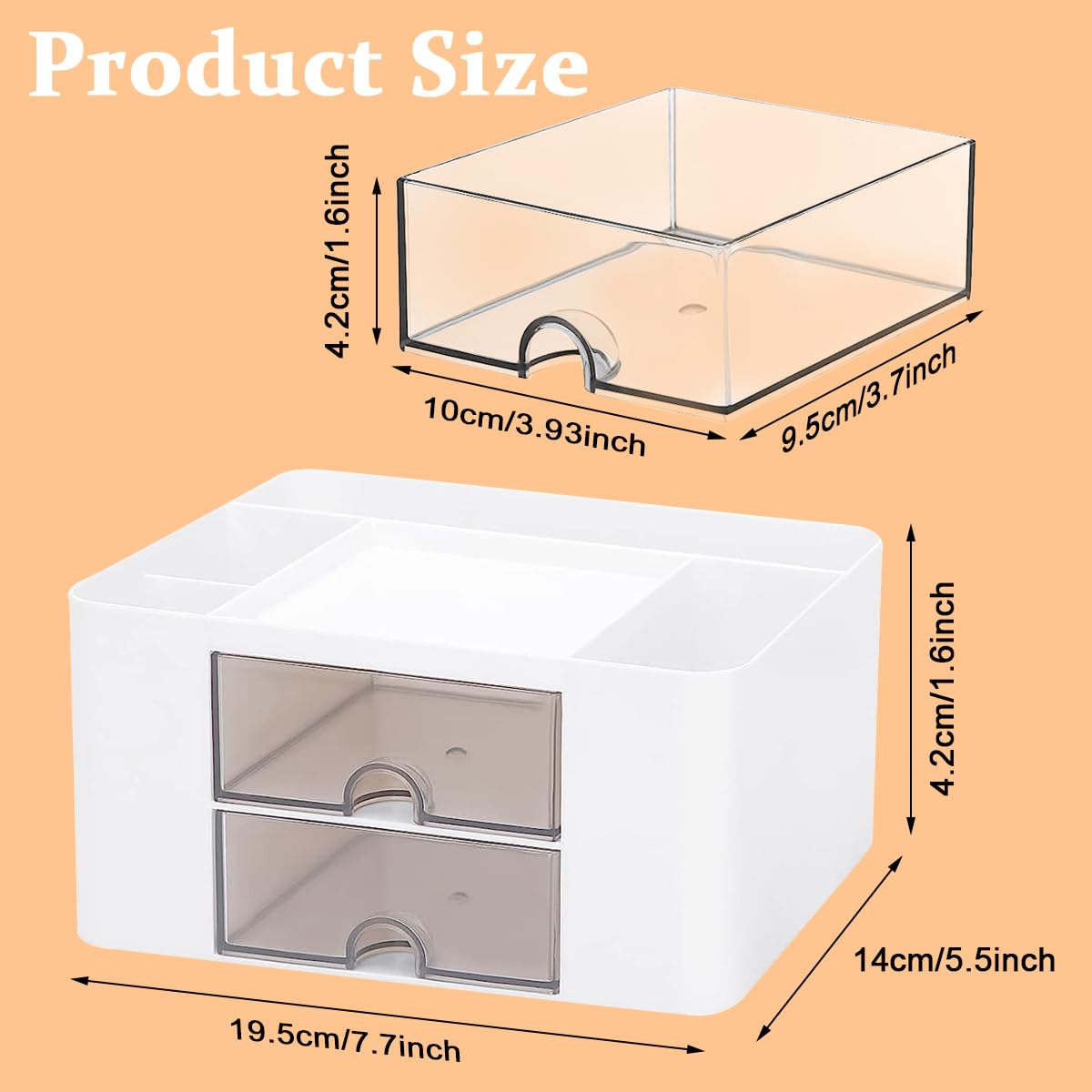 Climberty Desk Organizer for Office Supplies with 7 Compartments and 2 Drawers White | ABS Plastic