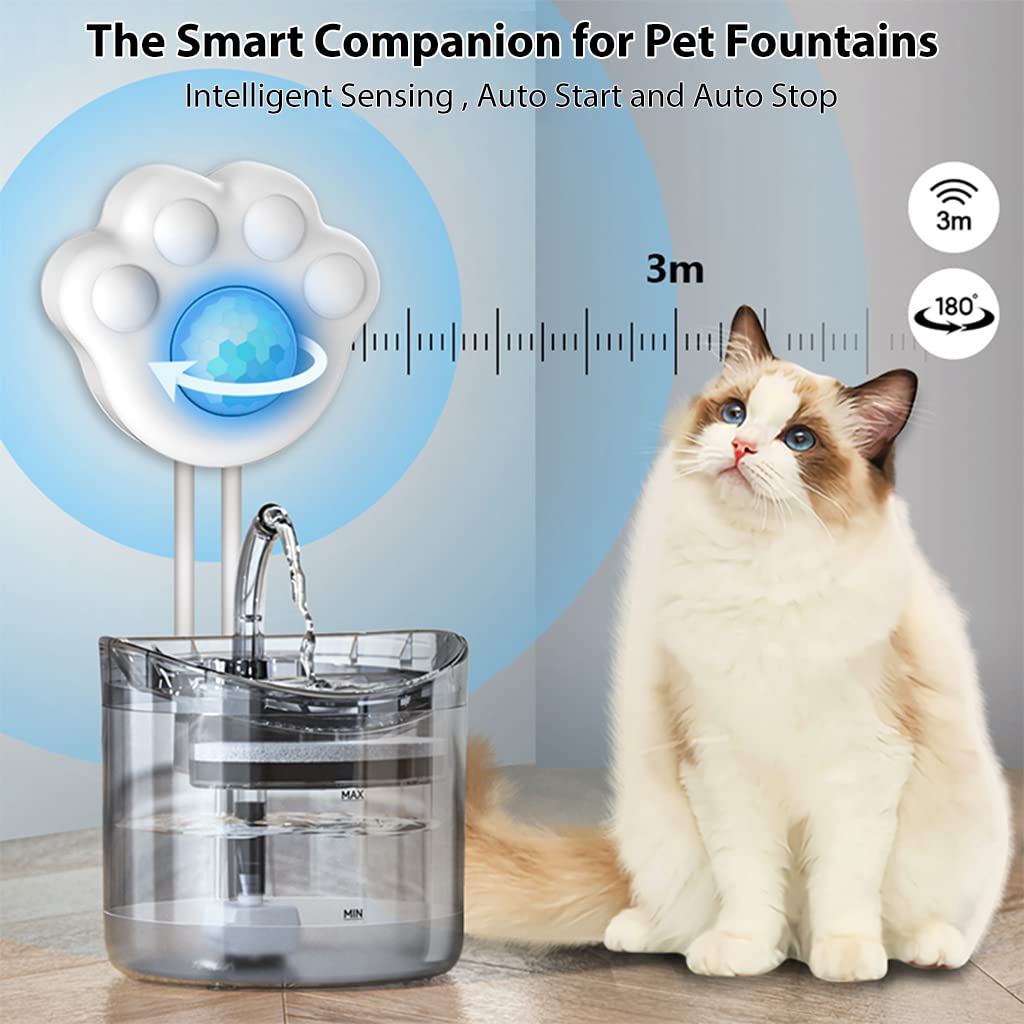 Qpets Cat Water Fountain Motion Sensor with 3m PIR Detection and 360° Flexible Installation | USB Powered Upgrade for Pets