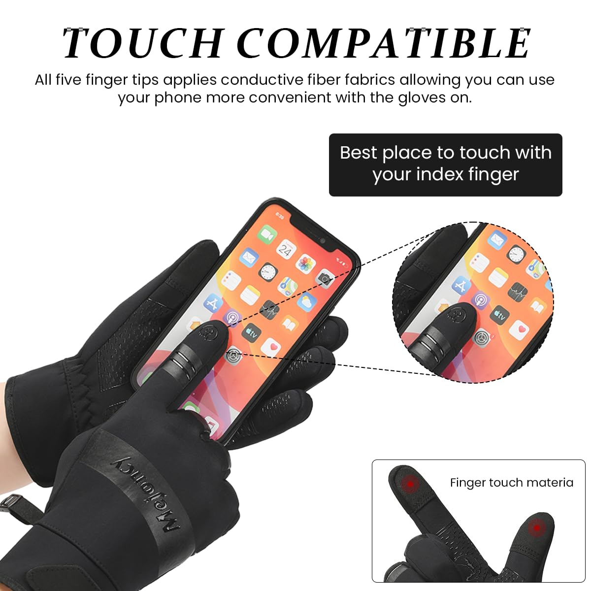 Proberos Silicone Winter Gloves for Outdoor Sports with Touchscreen Fingertips and Anti Slip Palm | 23cm Fit for Men Women