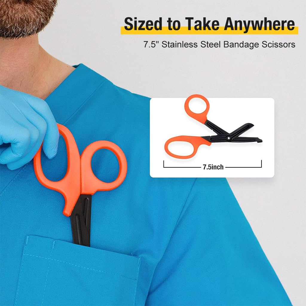 Serplex Medical Trauma Shears for Nurses featuring 7.5 in Stainless Steel Blades | Ergonomic Non Stick Design