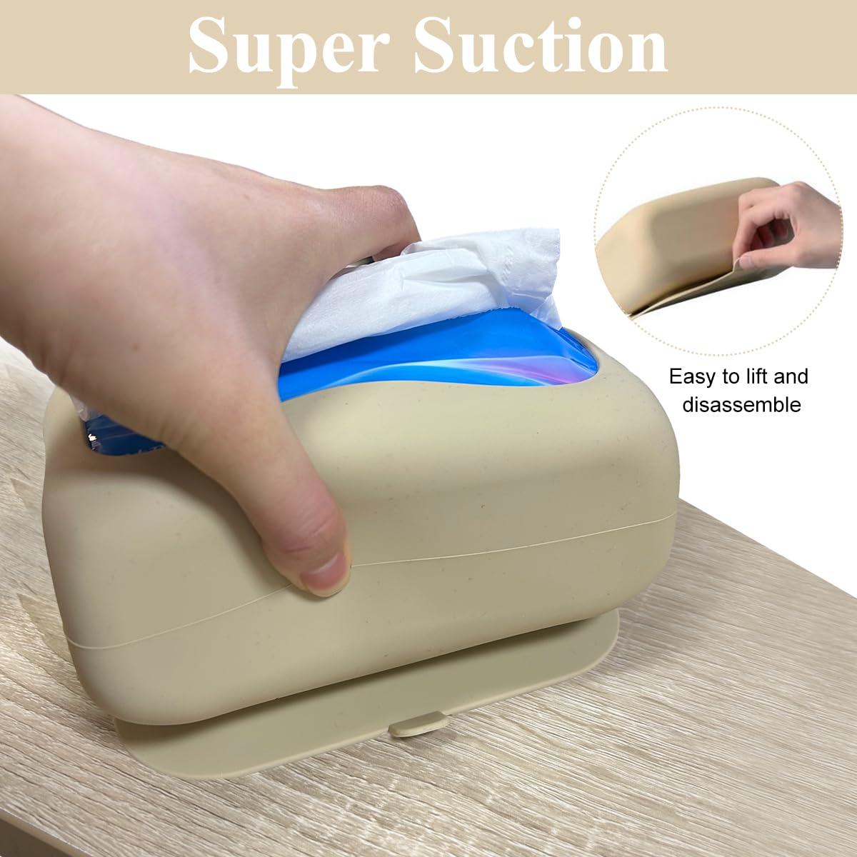 HASTHIP® Silicone Tissue Box Strong Suction Cup Tissue Paper Box Desk Tissue Box Wall Mount Tissue Box Under Desk Space Saving Under Desk Tissue Paper Box for Dressing Table, Desk, Office