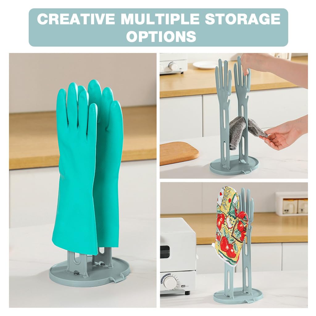Supvox Kitchen Glove Drying Rack with Suction Cup Base and Drip Tray | Palm-Shaped Stand
