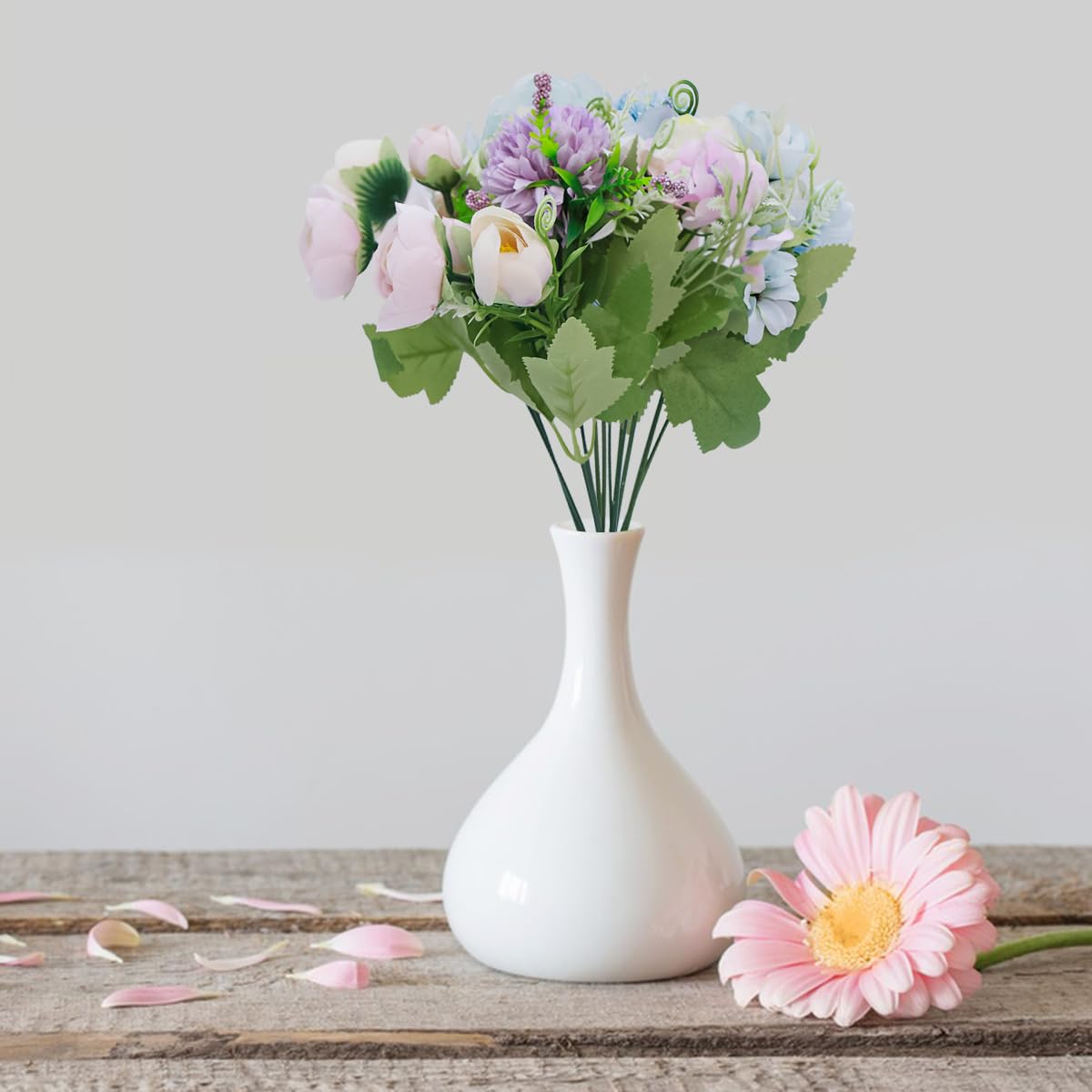HASTHIP Artificial Flowers for Home Wedding and Garden Decor with 2 Silk Rose Peony Bouquets