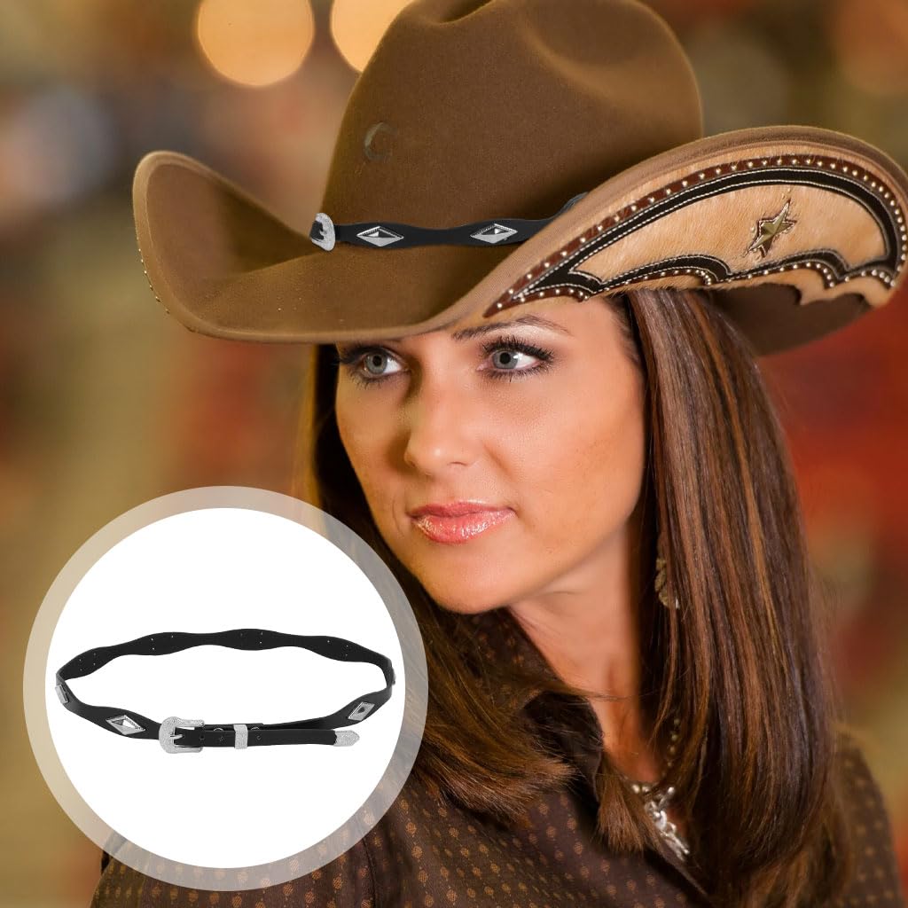 GUSTAVE Hat Bands for Cowboy Hats with Leather and Rivet Designs | 2 Pcs Adjustable Set
