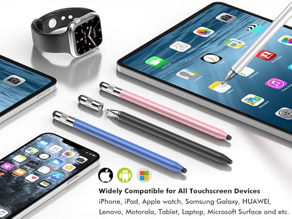 ZORBES Stylus Pens for Touch Screens with 8 Replacement Tips and 2 Disc Tips | Metal Design
