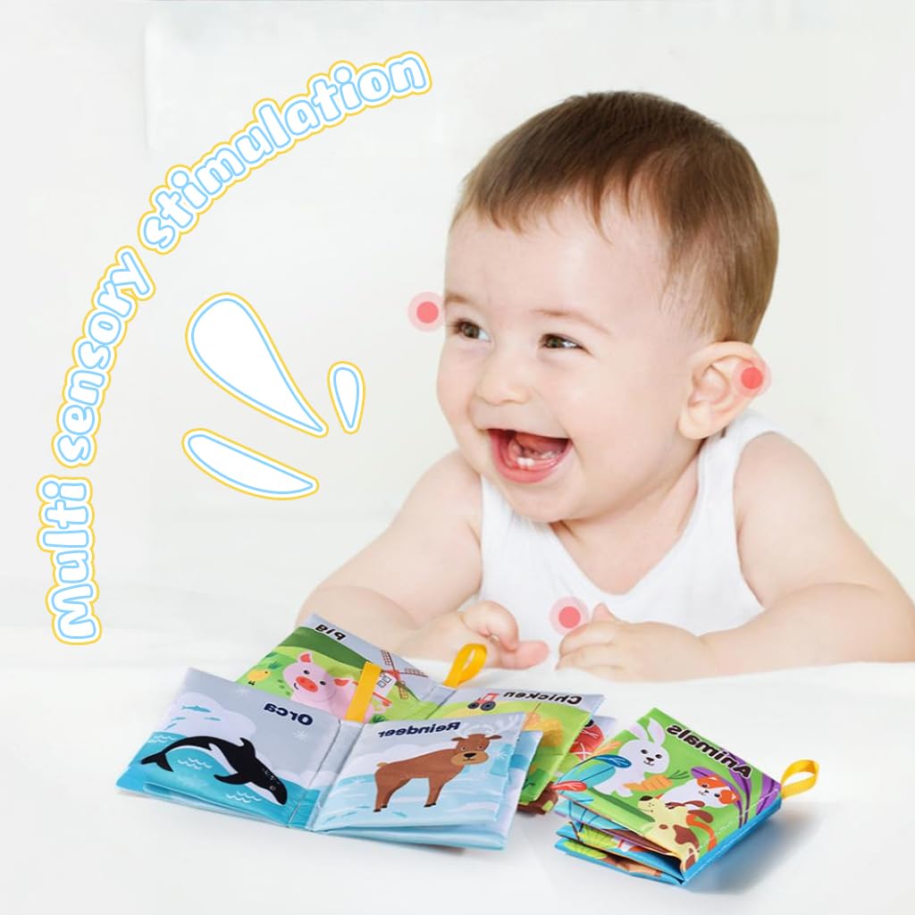 SNOWIE SOFT Cloth Books for Babies with Rustling Sound and 6 Themes | Washable Sensory Toy