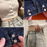 Venzina® 4 Sets Jeans Button Adjustable Waist Buckle, Instant No Sewing Metal Buttons for Loose Jeans Pants, Detachable Adjustable Pant Waist Tightener Pins