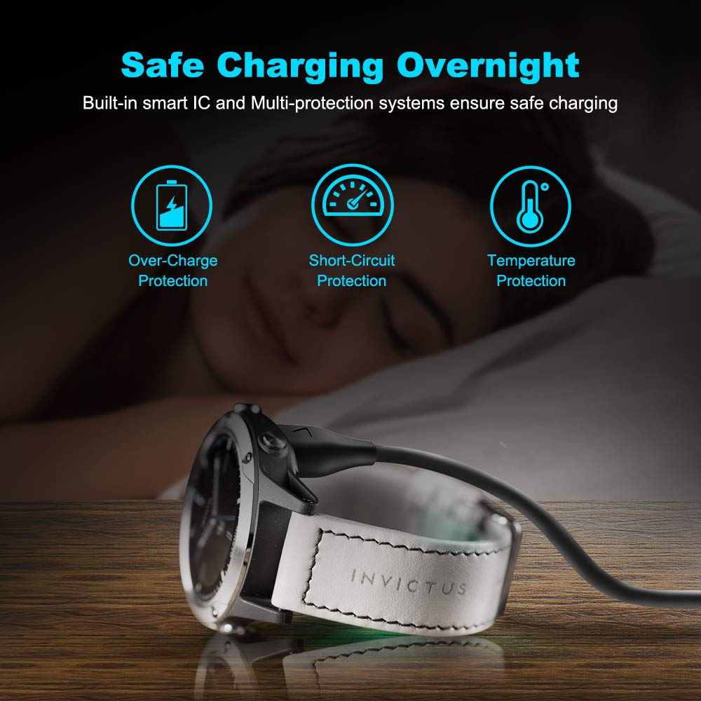 ZORBES Charger Cable for Garmin Fenix 5 Series featuring Voltage Regulator and 95cm Length | Black