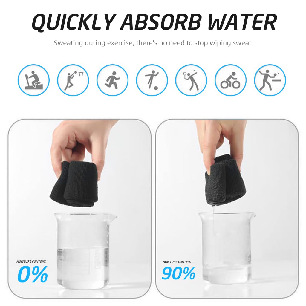 Proberos Sport Headband Wristband Combo for Running and Yoga with 5 cm Width | Polyester Spandex Black & Grey