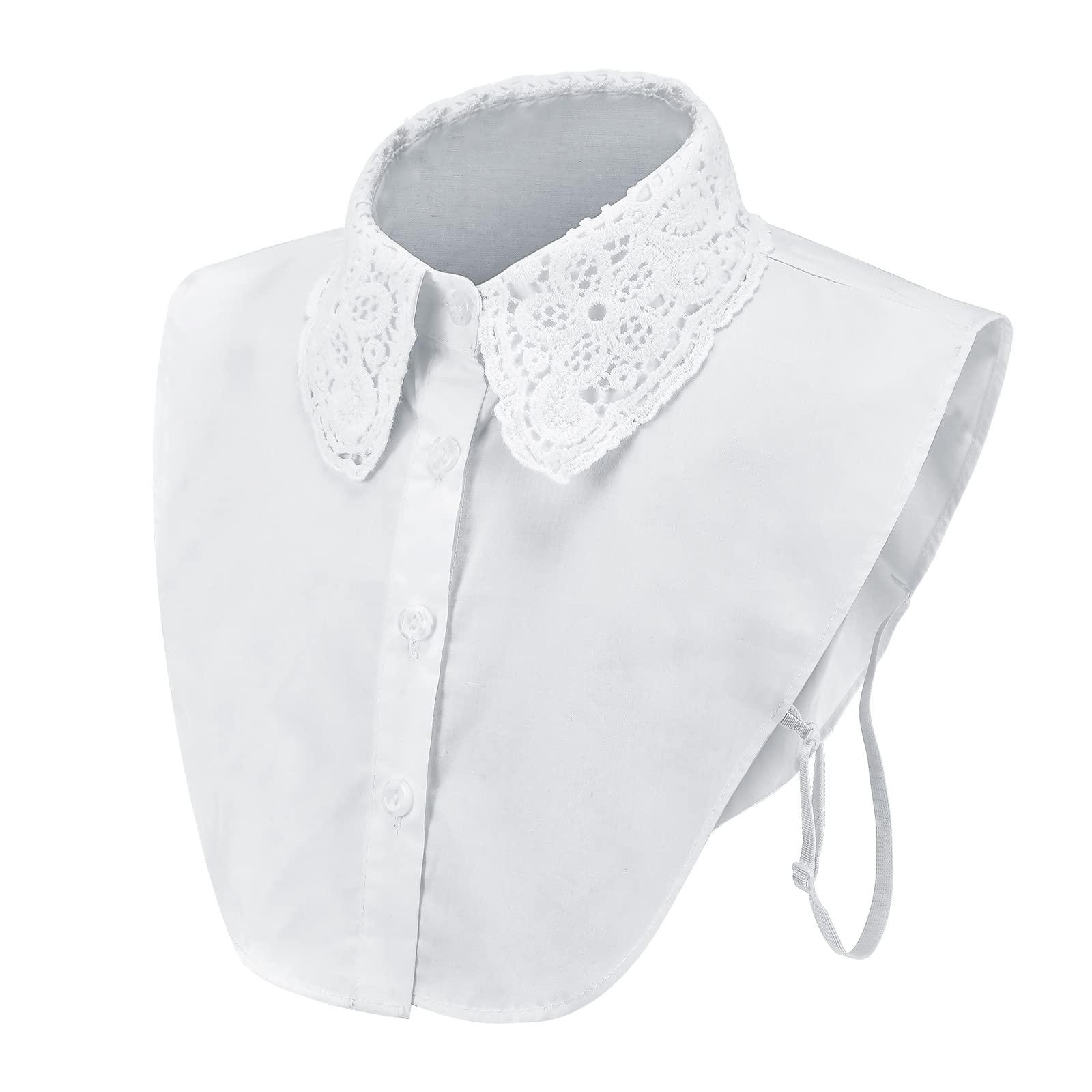 ZIBUYU Fake Collar Shirt for Women Elegant Floral Lace Edging Fake Collar for Dress Lace Collar Shirt for Women & Girls Lace Collar for Tops - White