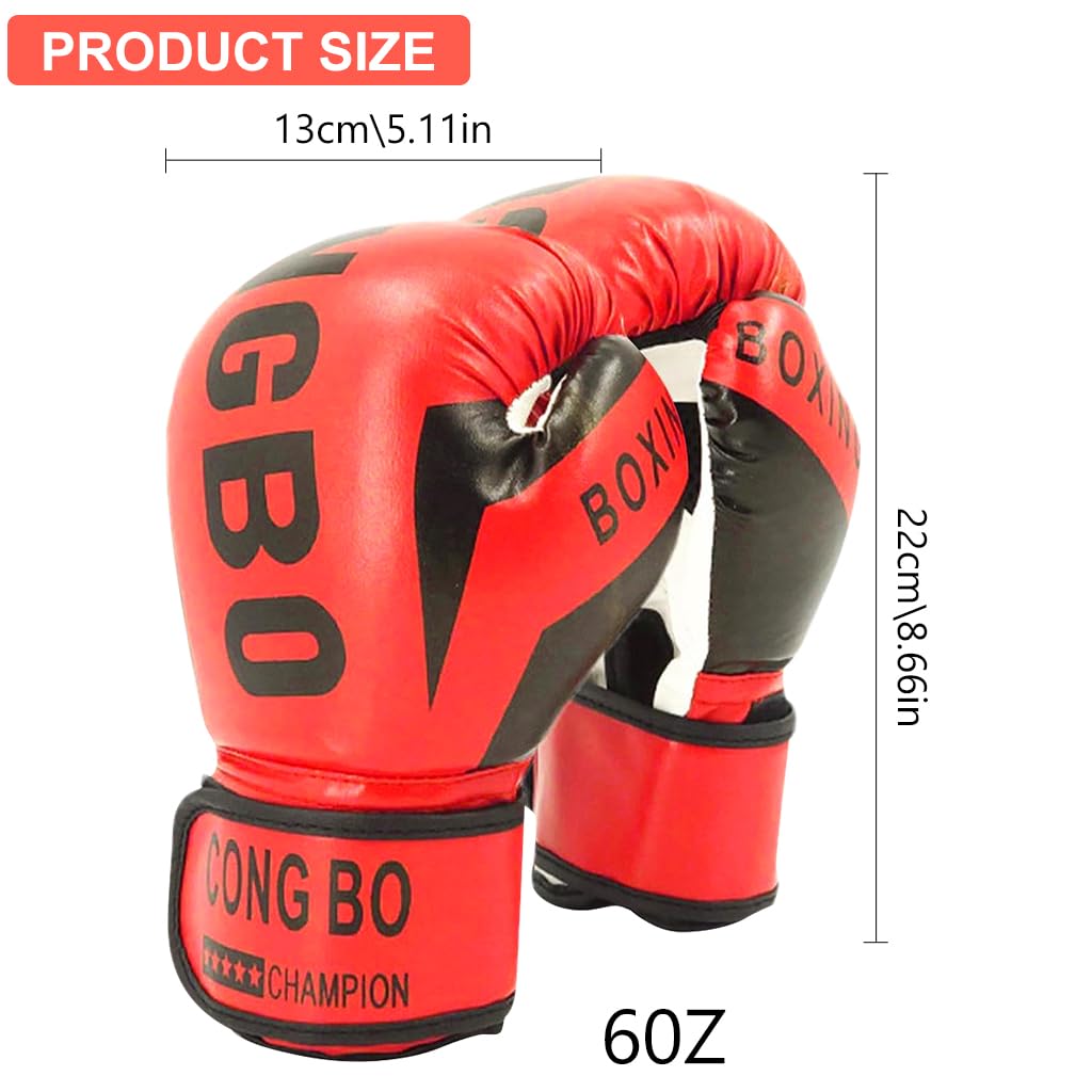 Proberos Kids Boxing Gloves for Training with 6 oz Padding and Ergonomic Fit | Red