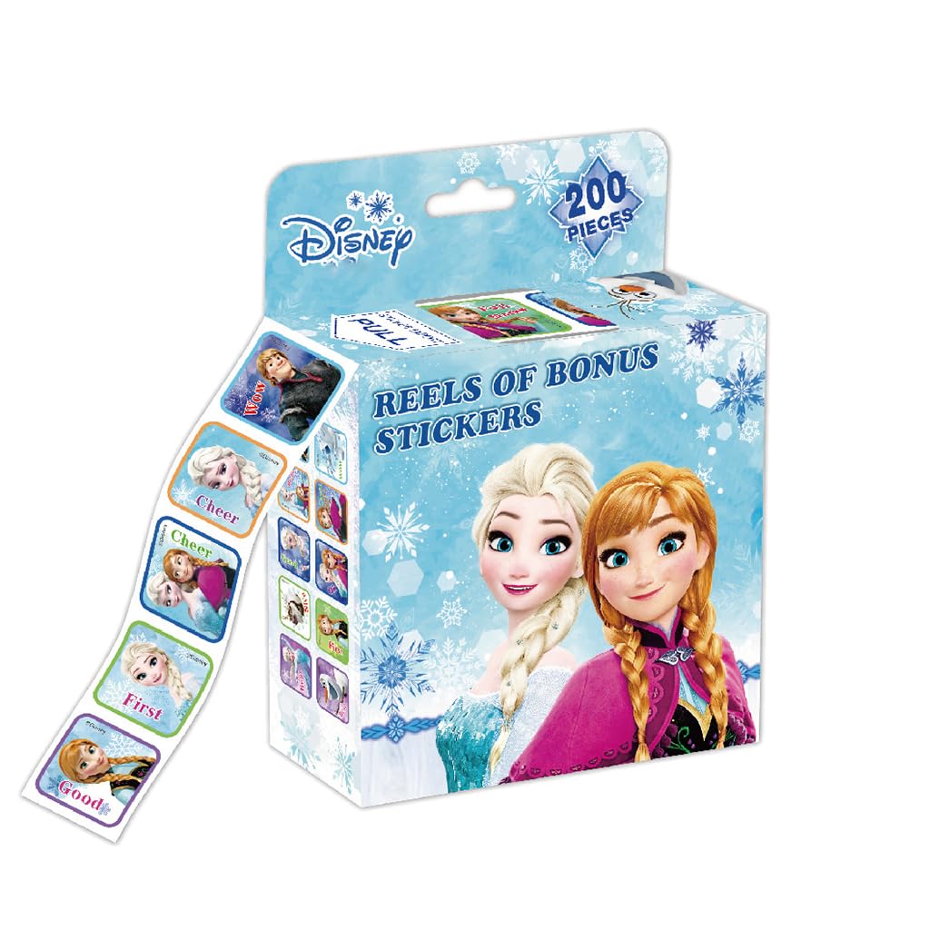 HASTHIP 200Pcs Frozen Stickers for Kids Rewards, 0.98-inch Elsa Princess Stickers of 10 Patterns, Party Bag Fillers Boys Girls Teachers as Reward Craft Scrapbooking in Box Gift Set