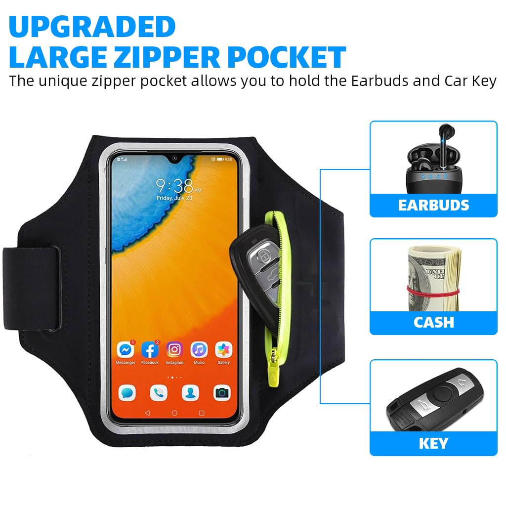 Proberos Running Armband for Workouts with 6.7 in Touchscreen Holder and Zipper Pouch | Adjustable Sweatproof Fit for Men and Women