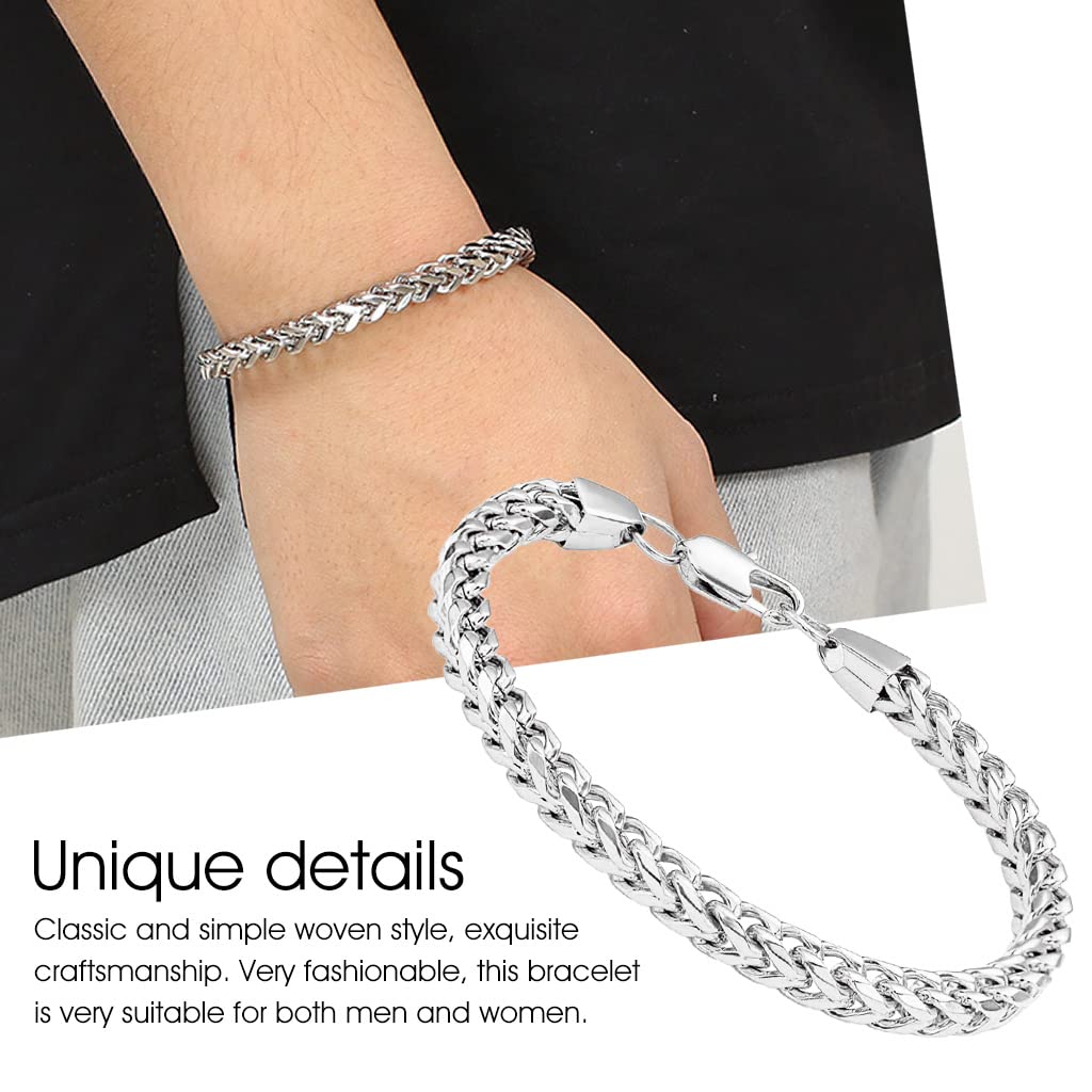 ZIBUYU Hand Bracelet for Men featuring Braided Curb Chain Design 21cm Silver Steel | Gift