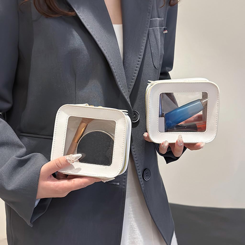 MAYCREATE Makeup Pouch for Travel and Home with Clear PVC Zip-up Design 13x5x12cm | Women’s Toiletry Organizer