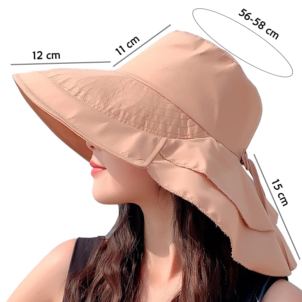 PALAY Fashion Wide Brim Hat for Women with 4.7 in Brim and Ponytail Hole | UV Protection Navy Blue Sun Hat