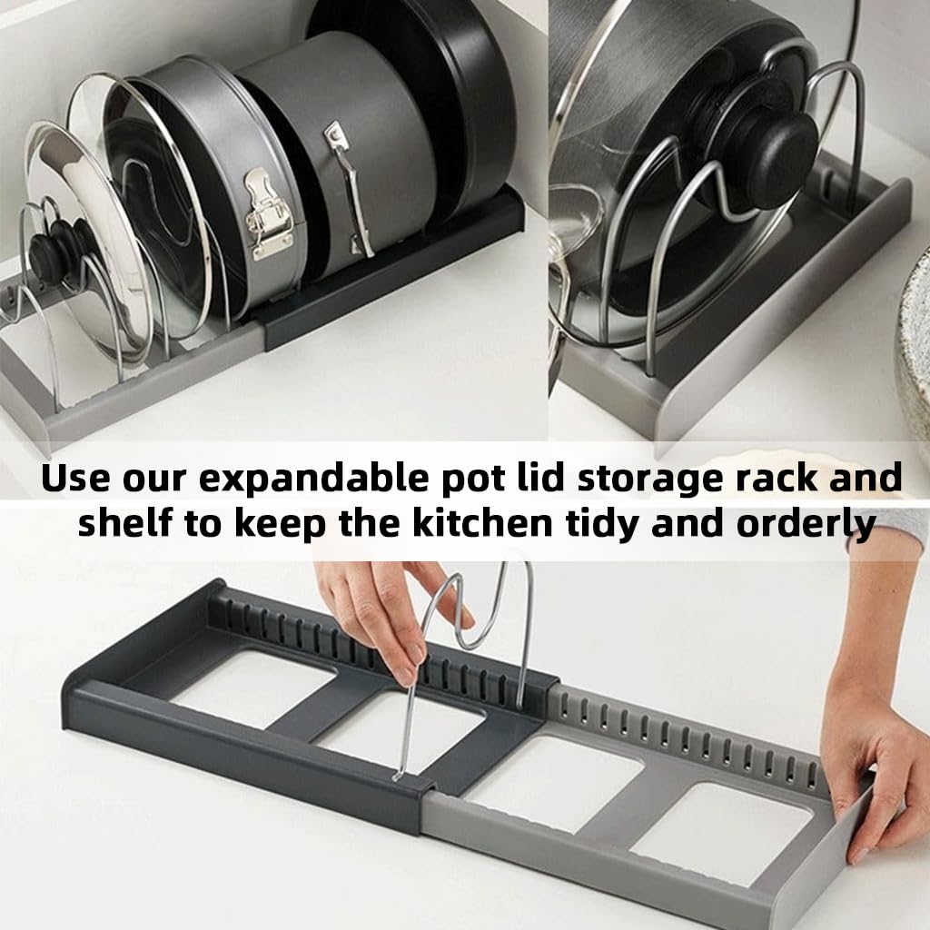 HASTHIP Pot Lid Holder for Kitchen Organization with 7 Slot Steel Wire Racks | Countertop Organizer
