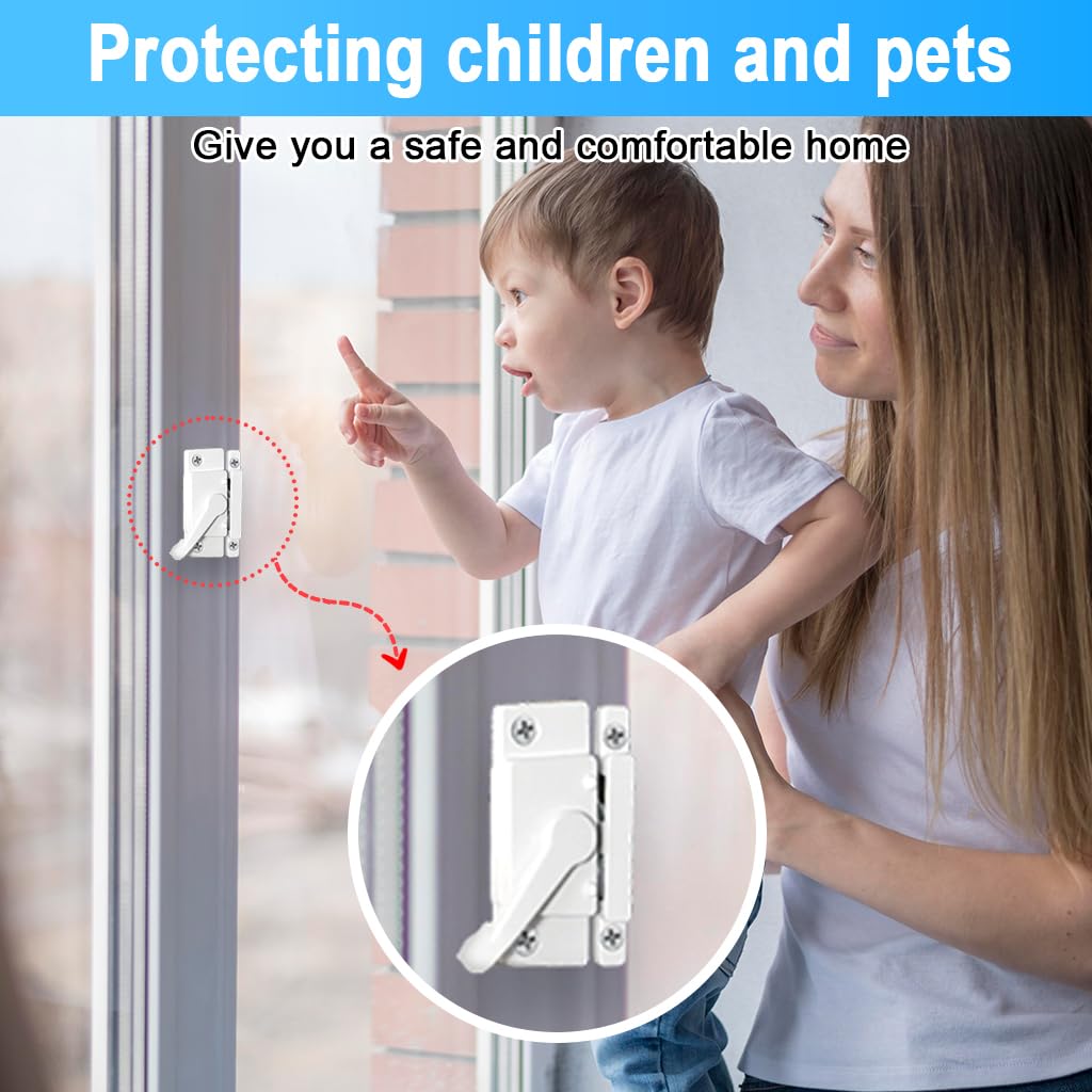 HASTHIP Window Lock for Sliding and Casement Windows with Lever Handle and Screws | Aluminum Alloy Child Proof Security
