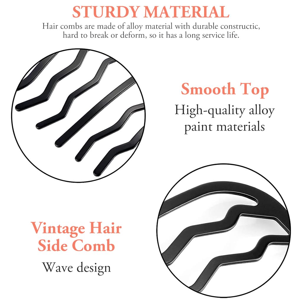 ZIBUYU Hair Accessories Set for Low Buns and French Twists with Zig Zag Claws | 6Pcs Black Metal Clips for Women