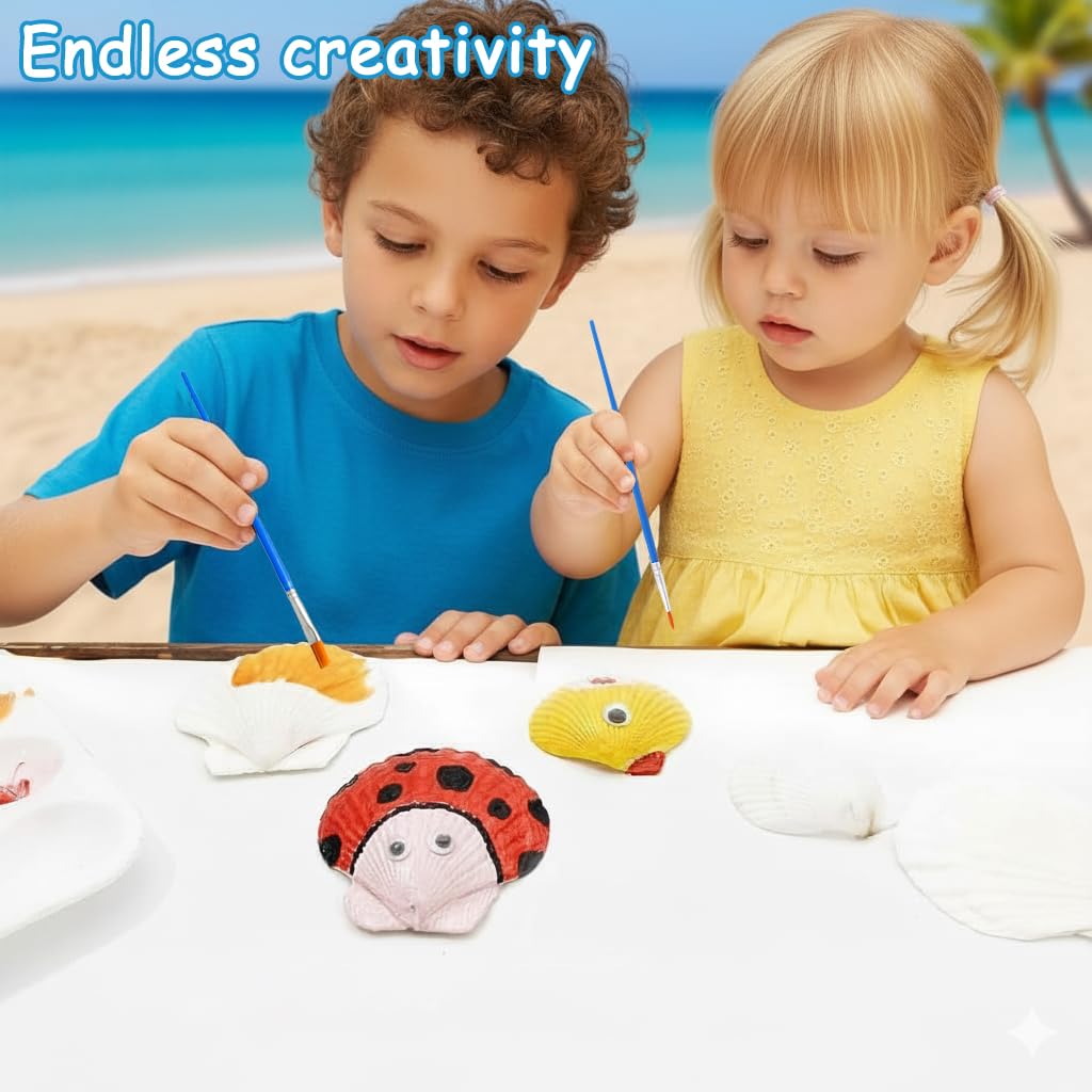 PATPAT Kids Sea Shell Painting Kit with 11 Real Shells and 8 Paints for Creative Fun | DIY Art Gift for Boys and Girls