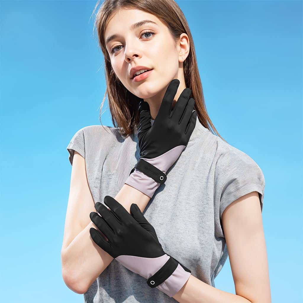 SANNIDHI Silicone Gloves for Women with UPF 50+ Sun Protection and Anti Slip Palm | Ice Silk Breathable Design for Cycling Driving and Gardening