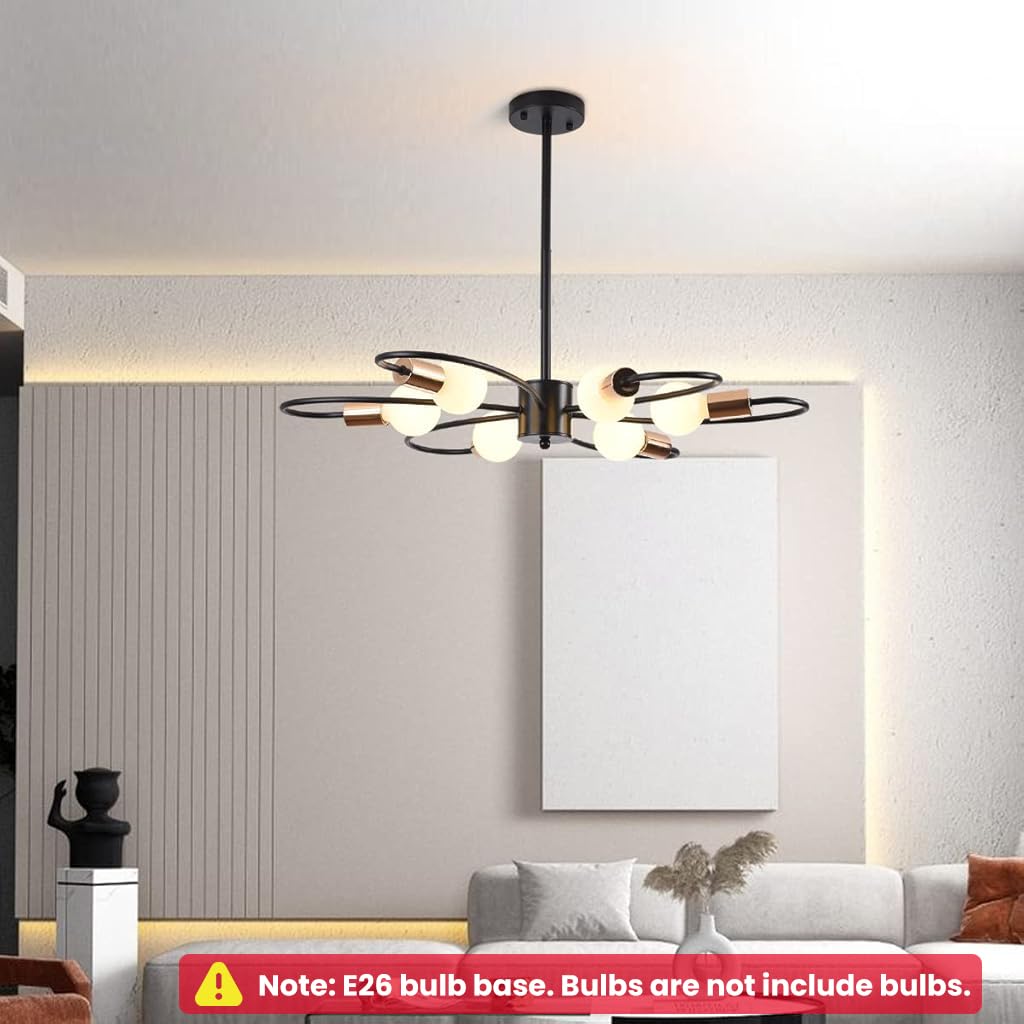 ELEPHANTBOAT Ceiling Light Fixture for Living Room with 6 Lights and 30.7 in Floral Design