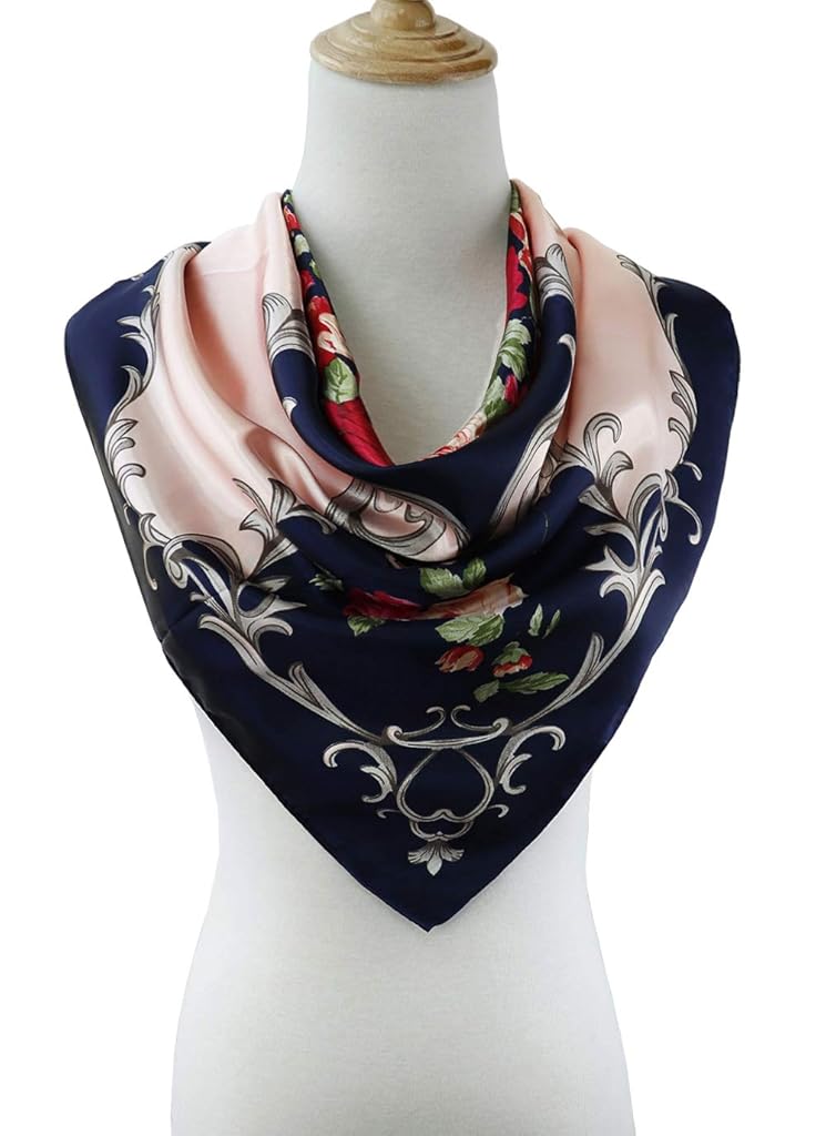 PALAY® Women's 35 Inch Satin Square Silk Like Hair Scarves Wraps Headscarf Sleeping Soft Comfortable Polyester Luster Gorgeous Colors Female Multicolor 2PCS