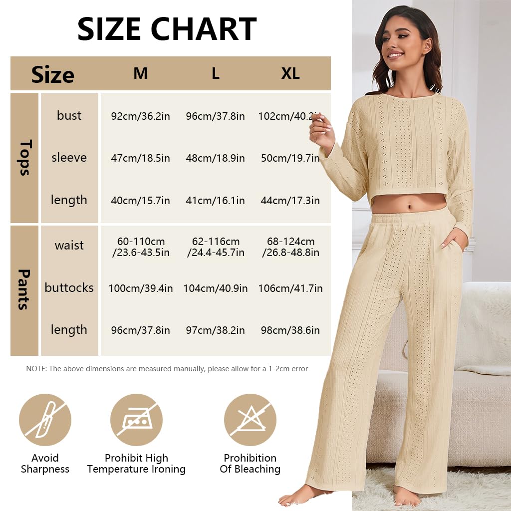 SANNIDHI 2 Piece Lounge Pajama Set for Women with Pockets and Drawstring Waist | Soft Fleece Sleepwear for Fall