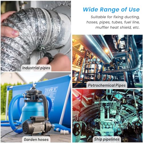 Serplex® 13.3ft Hose Clamp Roll 304 Stainless Steel with 8 Fastening Bolts Attachment Cuttable Band for Plumbing Pipe Repairing DIY 3 PCS
