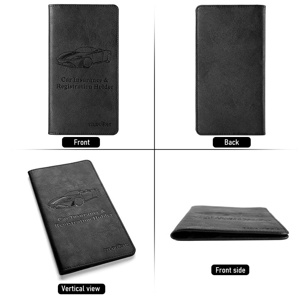 STHIRA Car Document Holder for Registration and Insurance Cards with 6 Pouches | 9.44 x 5.11 in Leather Wallet Case Organizer