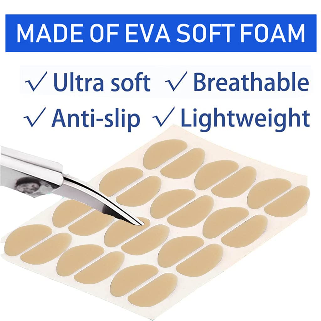 MAYCREATE Eyeglasses Nose Pads with D Shape Anti Slip Design 40 Pairs EVA Sponge 1.9 x 0.9cm