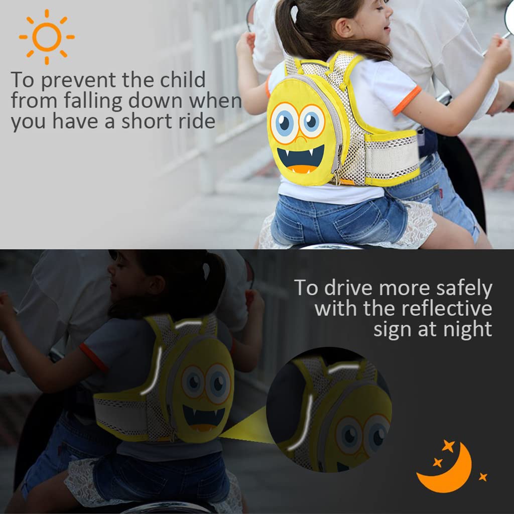 SNOWIE SOFT Kids Safety Belt for Two Wheeler with Detachable Storage Bag and Adjustable Harness | Breathable Polyester for Boys and Girls 2–12 Years