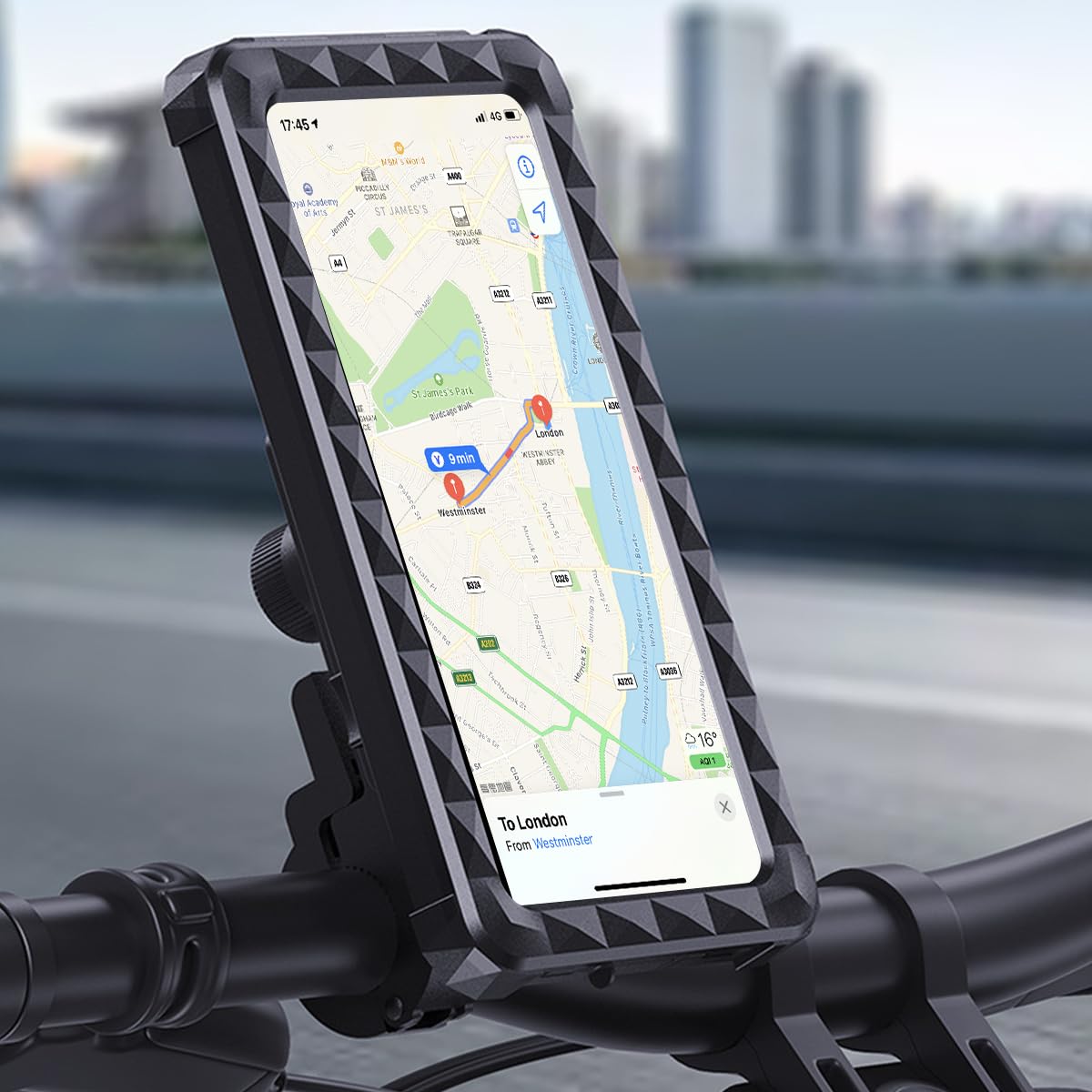 STHIRA Bike Phone Mount for 5.5–6.9 in Phones with HD Touchscreen and Detachable Enclosure | Waterproof Handlebar Holder for Bike Motorcycle Scooter