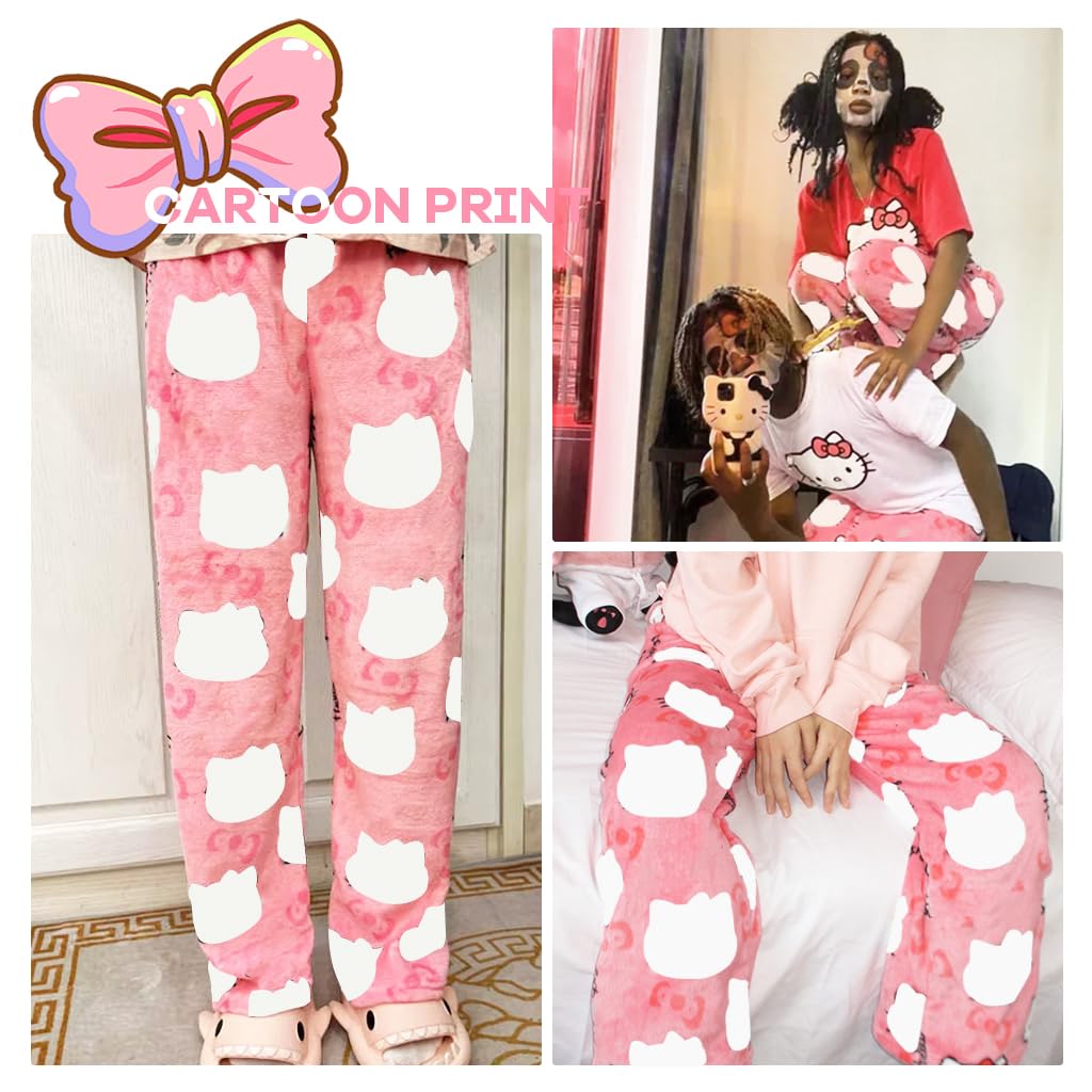 SANNIDHI Women Cotton Pajama Pants for Lounge Wear featuring Elastic Waistband and Pink Flannel | Available in L XL XXL