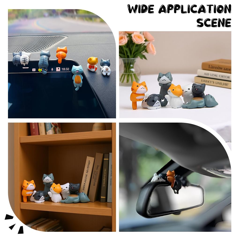 STHIRA Cat Dashboard Ornaments for Tesla Touchscreen with 6 PVC Charms | Cute Gift Idea