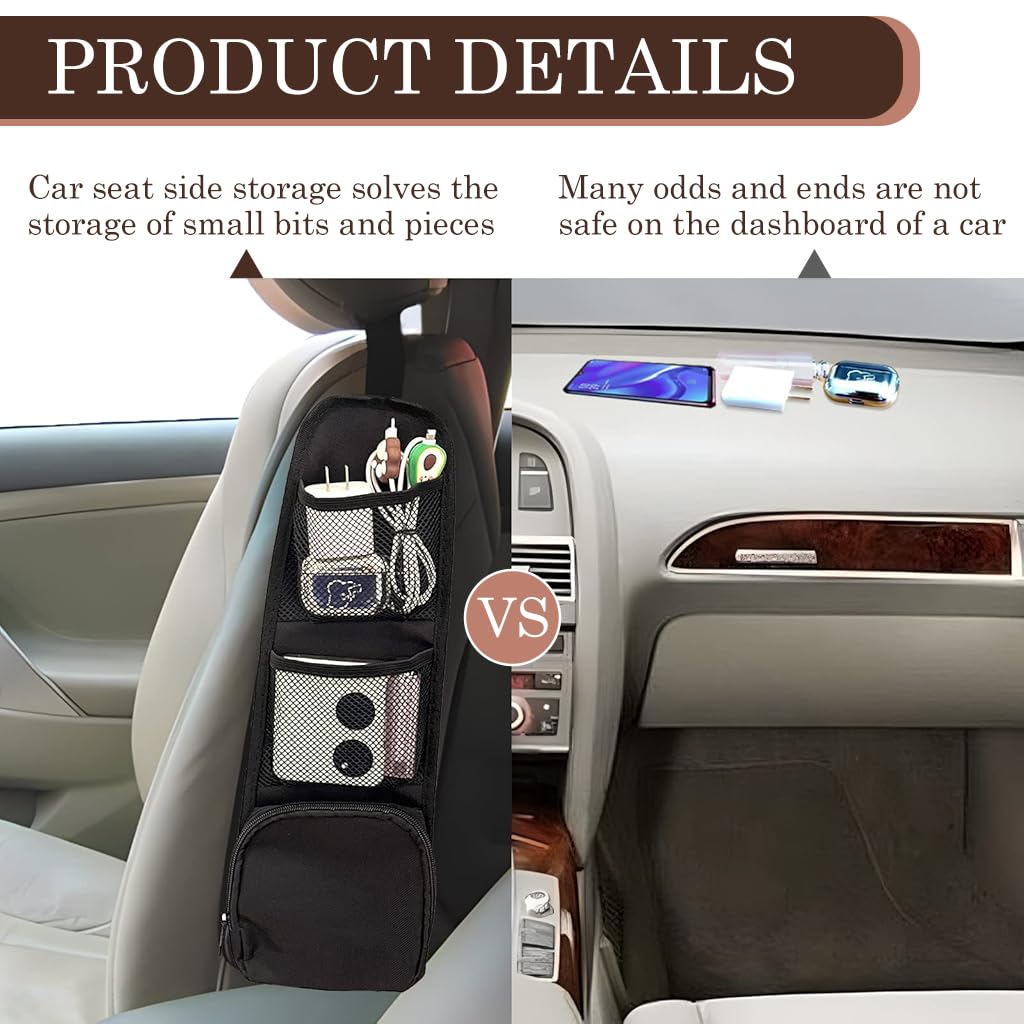 STHIRA Car Seat Side Organizer for Cars and SUVs with Multi Pocket Mesh Bag | 2PCS Set