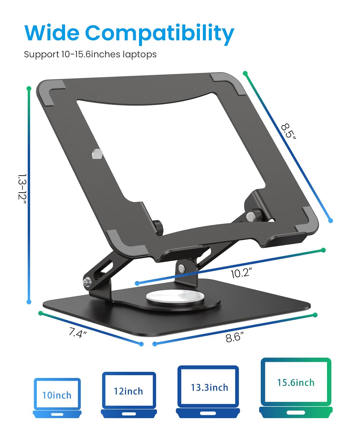 ZORBES Laptop Stand for 11–17.3 inch Devices with 360° Rotatable Base and Aluminum Alloy Build