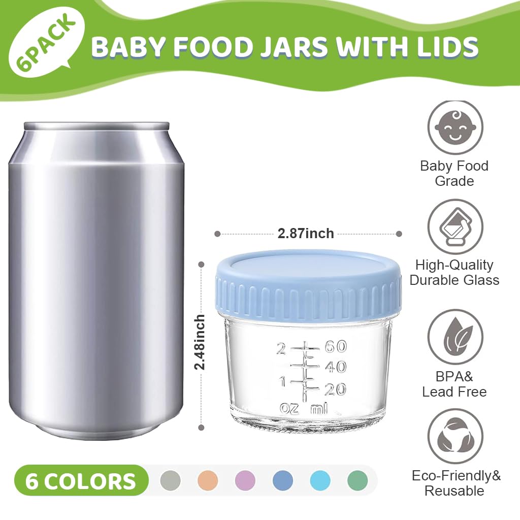 HASTHIP Salad Dressing Container Set for Seasonings and Jam 6 Pcs 4 Oz Glass Jars with Lids