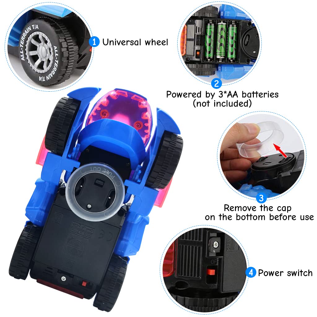 Qpets Dinosaur Car Toy for Kids with Sound and Flashing Light | Automatic Transforming Design