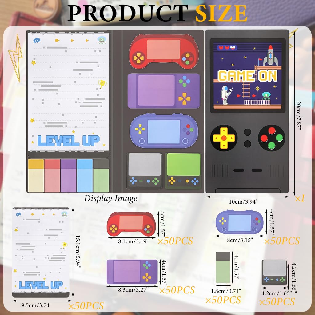 Climberty Sticky Notes Set for Office and School with 7 Retro Game Console Styles | Fun Desk Memo Pads