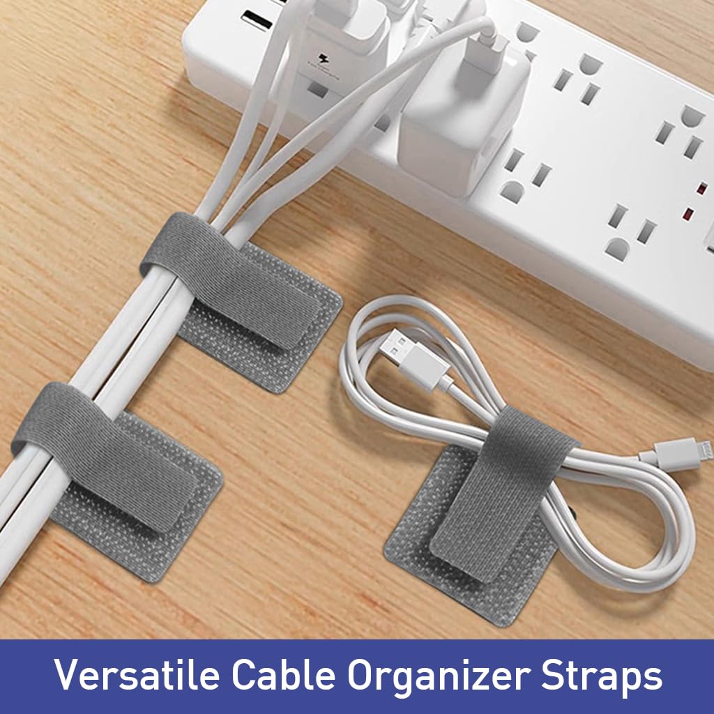 Serplex Cable Ties 20Pcs for Desk and Wall Cord Management with Self Adhesive Hook and Loop | 3.54 in Nylon Organizers