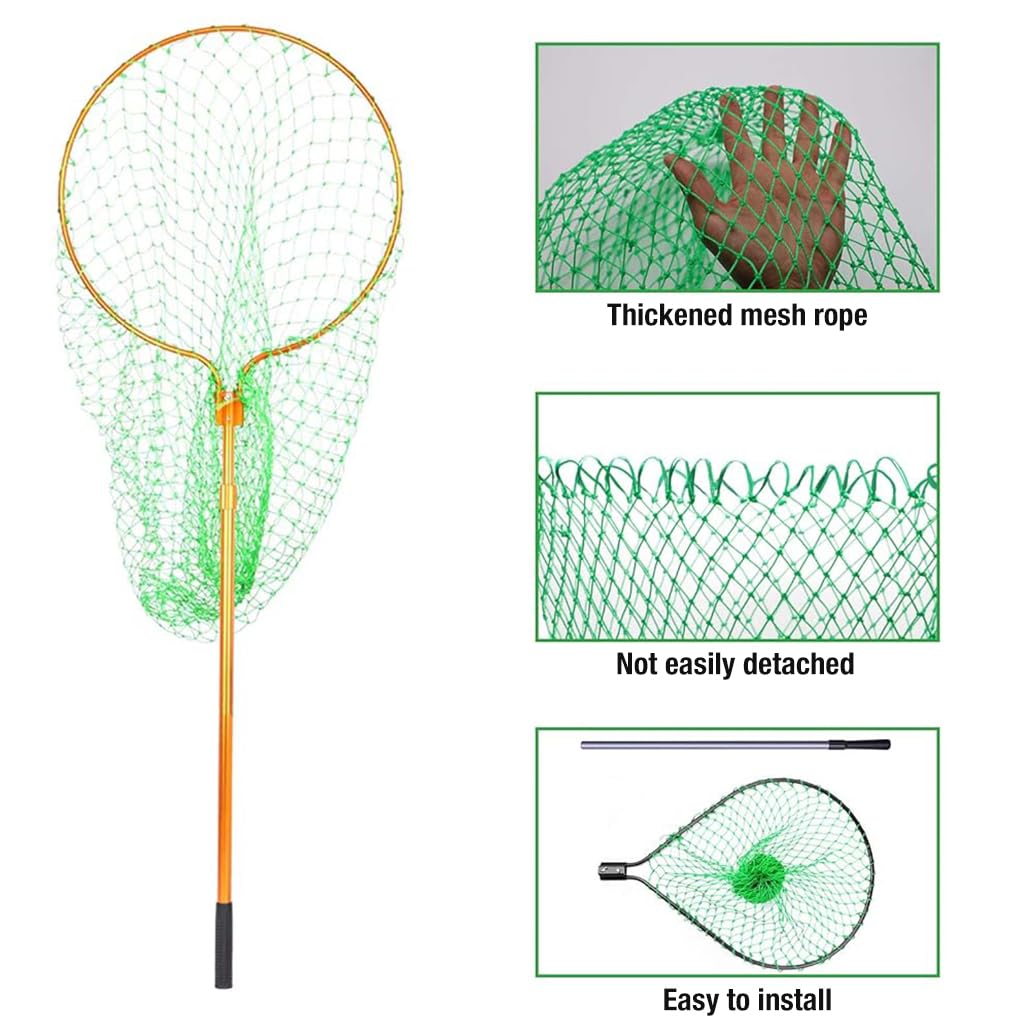 Proberos® 2Pcs Replacement Nets for Fishing Landing Net Frame 40-50cm Diameter Replacement Net 2 inches Mesh Fishing Net Replacement Universal Fishing Landing Net Replacement