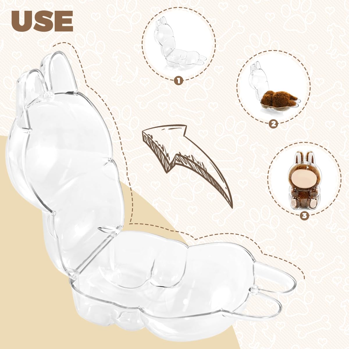 FANCYKU Protective Cover for 15.5cm Plush Doll with Transparent PVC Display Case | Dust-Proof Storage