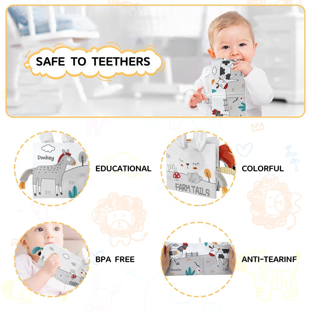 SNOWIE SOFT Rabbit Baby Books for 0–12 Months with Nontoxic Fabric | 3PCS Sensory Toy