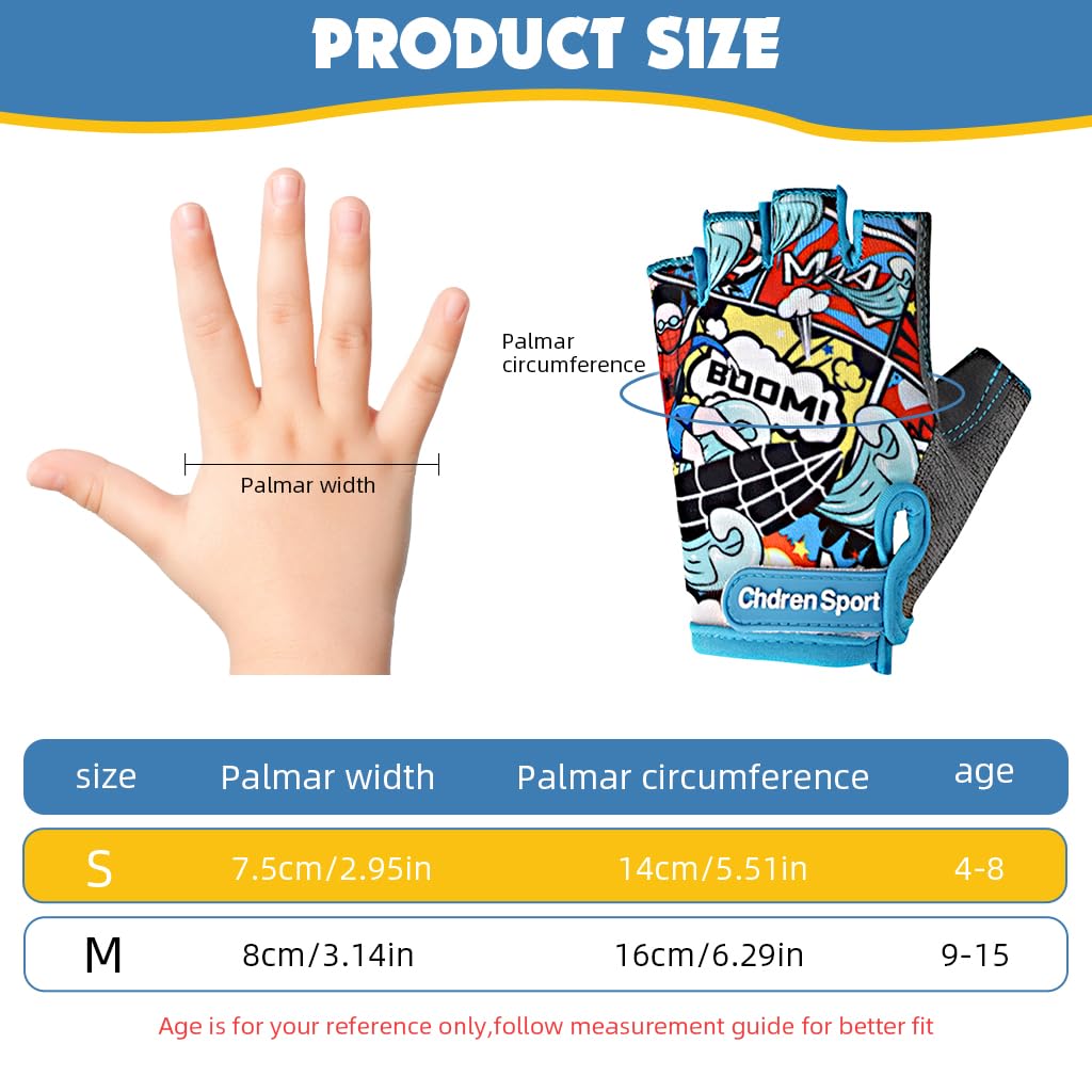 PROBEROS Kids Bike Gloves for 4–8 Years Old with Anti Slip Breathable Fabric | 2PCS Fingerless Cycling Wear