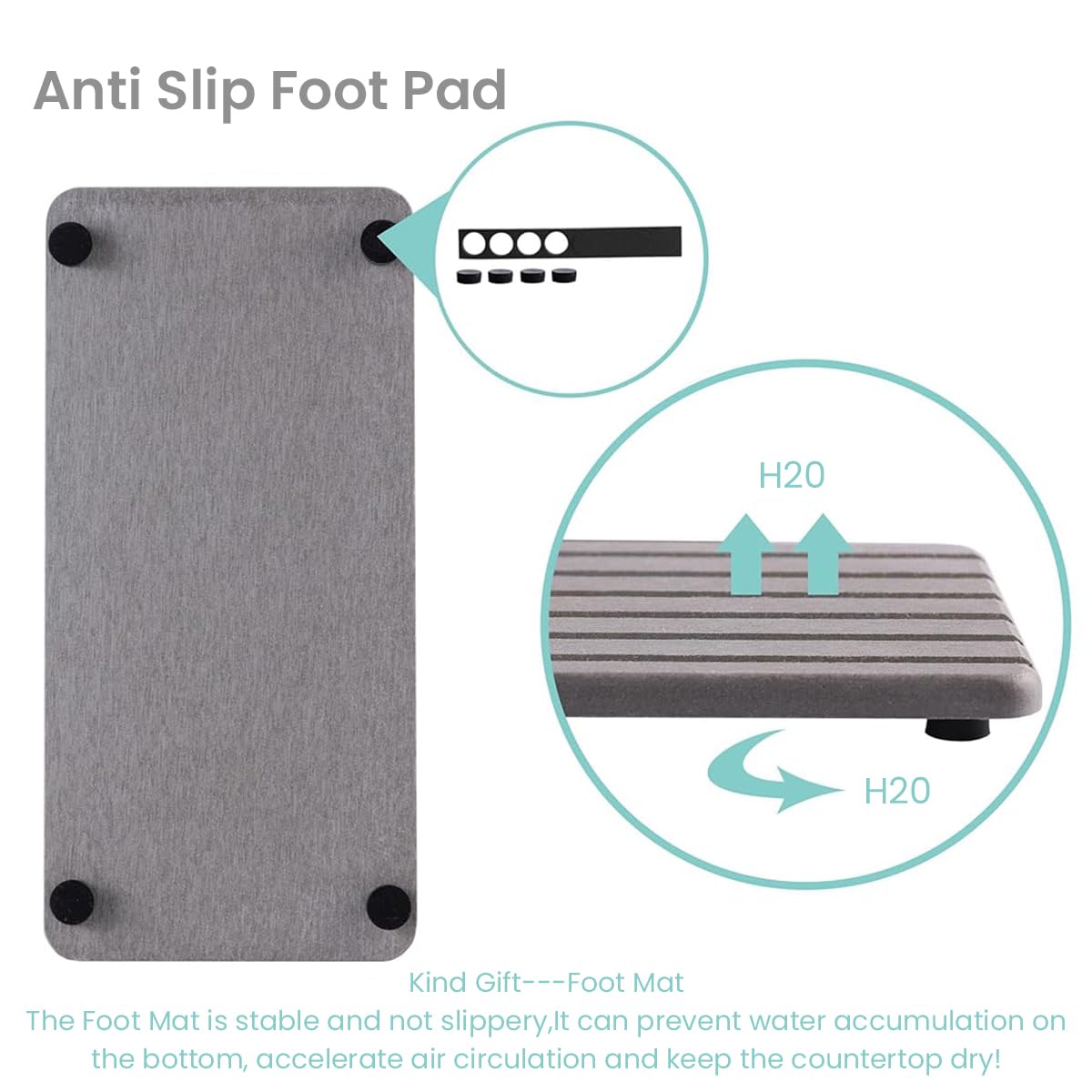 Supvox Water Absorbent Diatomite Coasters for Bathroom and Kitchen featuring Grooved Design 8.3 x 4 in Grey | Non Slip Tray and Soap Holder