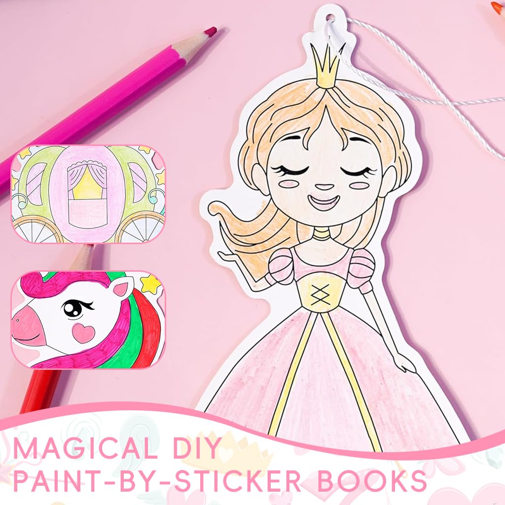 PATPAT Glitter Princess Diamond Painting Sticker Set for Girls with 720 Pieces | DIY Art Craft Kit Featuring 10 Designs