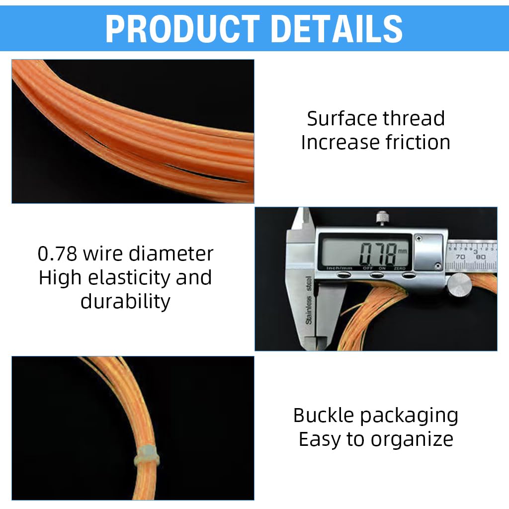 Proberos Badminton Racket Strings Set for 2 Rackets with 0.78mm Nylon Fiber 10m | 26lbs Tension
