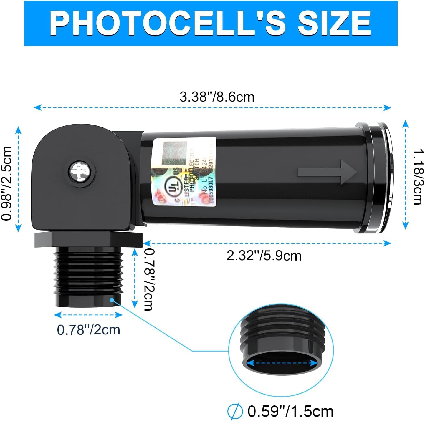 Serplex Photoelectric Switch for Outdoor Lighting Control 120–277V with Swivel Mount | UL Certified IP65 Dusk to Dawn Sensor