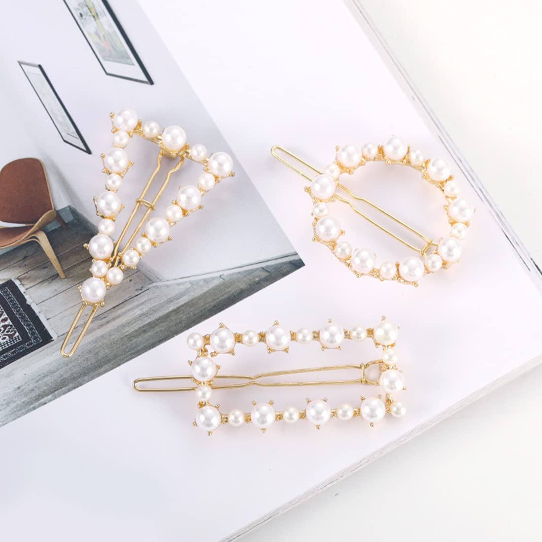 SANNIDHI Pearl Hair Clips Set for Women with 6pcs French Style Design | Elegant Gifts
